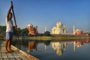 Taj Mahal seen from River Yamuna